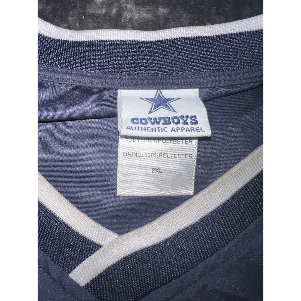 Dallas Cowboys Pullover Windbreaker 2XL Navy White V Neck NFL Authentic Apparel - Picture 2 of 7